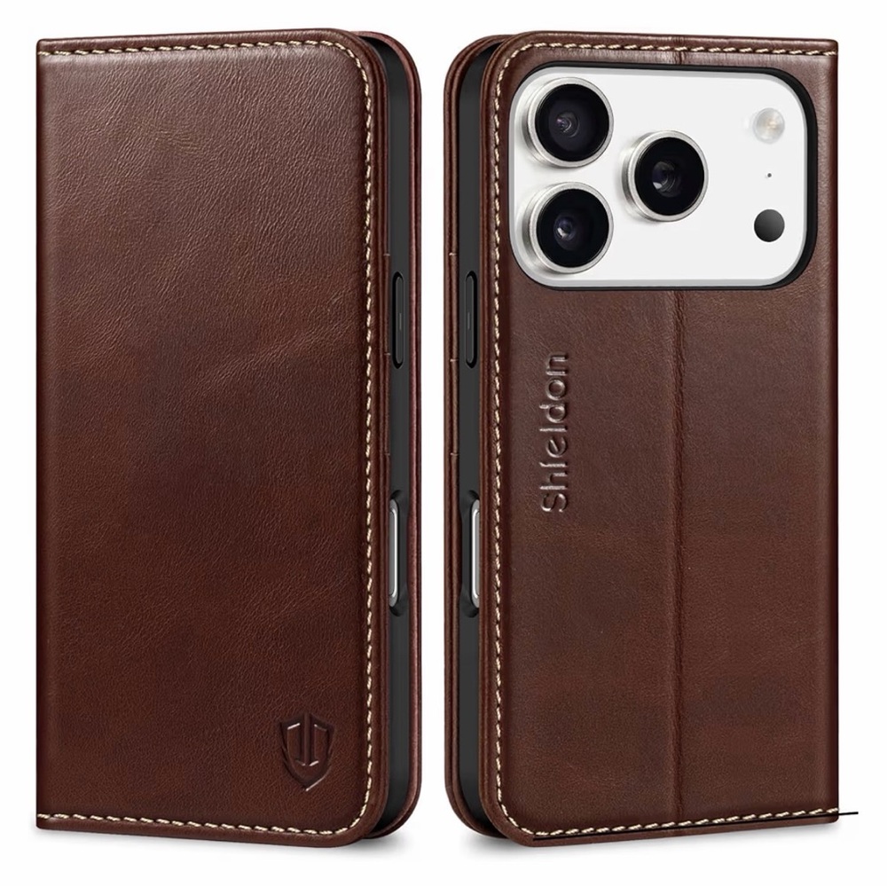 Shieldon Brown Leather Wallet iPhone 17 Pro Case BRAND NEW